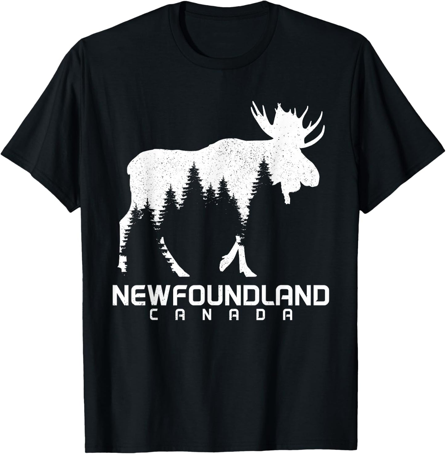 Newfoundland Canada Vintage Pride Souvenir Moose Nature T-Shirt - T-Shirt | Black