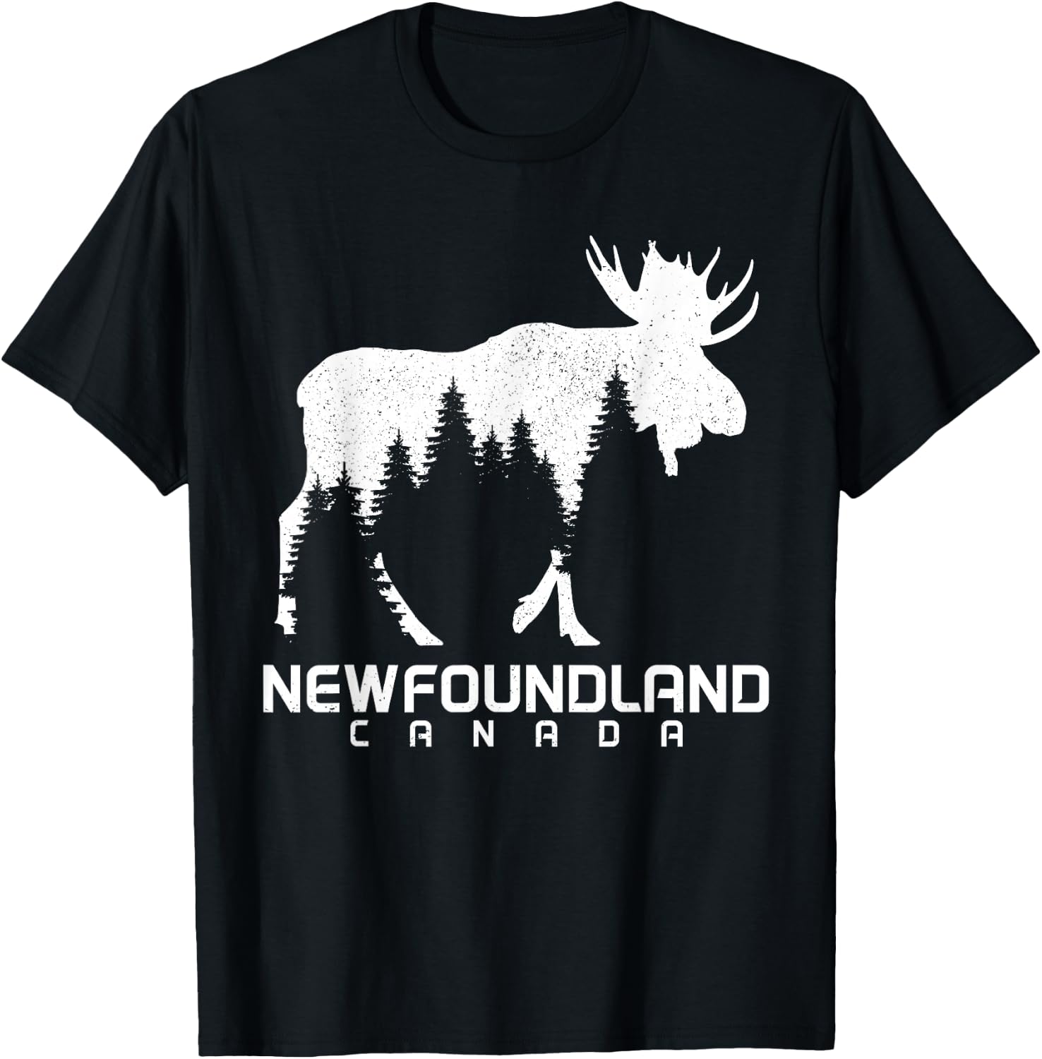 Newfoundland Canada Vintage Pride Souvenir Moose Nature T-Shirt - T-Shirt | Black