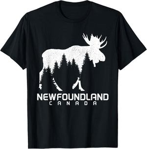 Newfoundland Canada Vintage Pride Souvenir Moose Nature T-Shirt - T-Shirt | Black