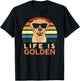 Life Is Golden Retriever Funny Dog Owner Mom Dad Cute Men Women Girls Kids T-Shirt - T-Shirt | Black