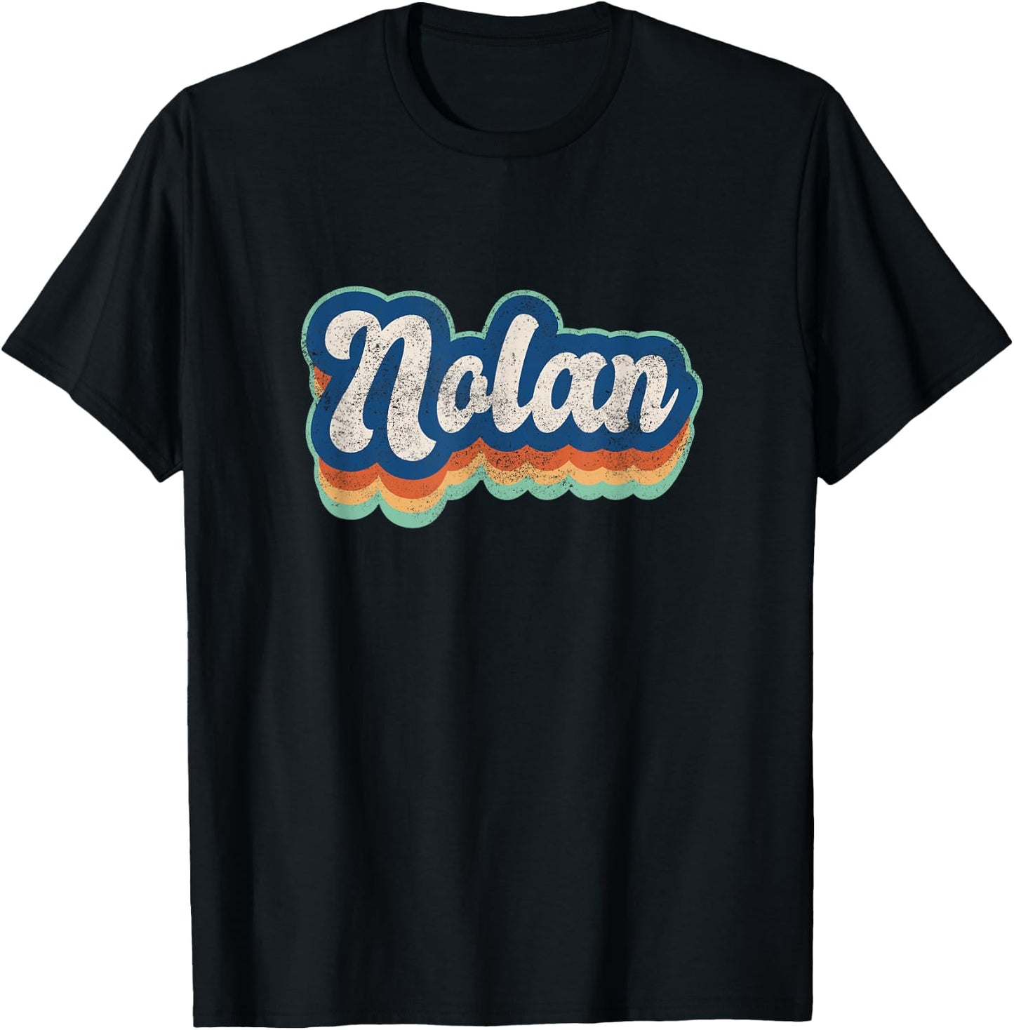 Nolan First Name Boy Vintage Style 70s 80s Personalized T-Shirt - T-Shirt | Black