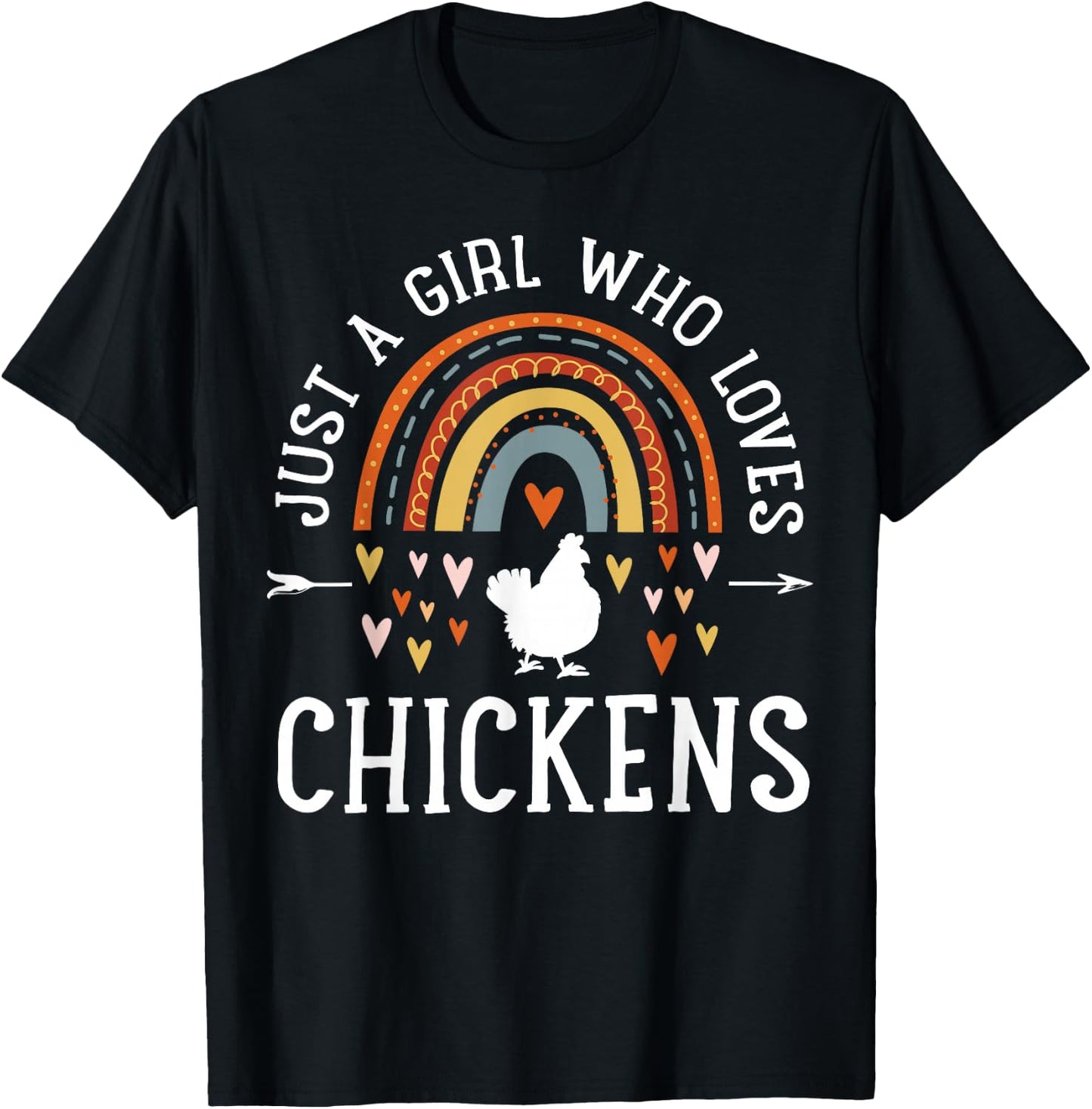 Just A Girl Who Loves Chickens Rainbow Gifts Chicken Lover T-Shirt - T-Shirt | Black