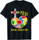 Yes, Jesus Loves Me Funny Puzzles Autism Awareness Kids T-Shirt - T-Shirt | Black