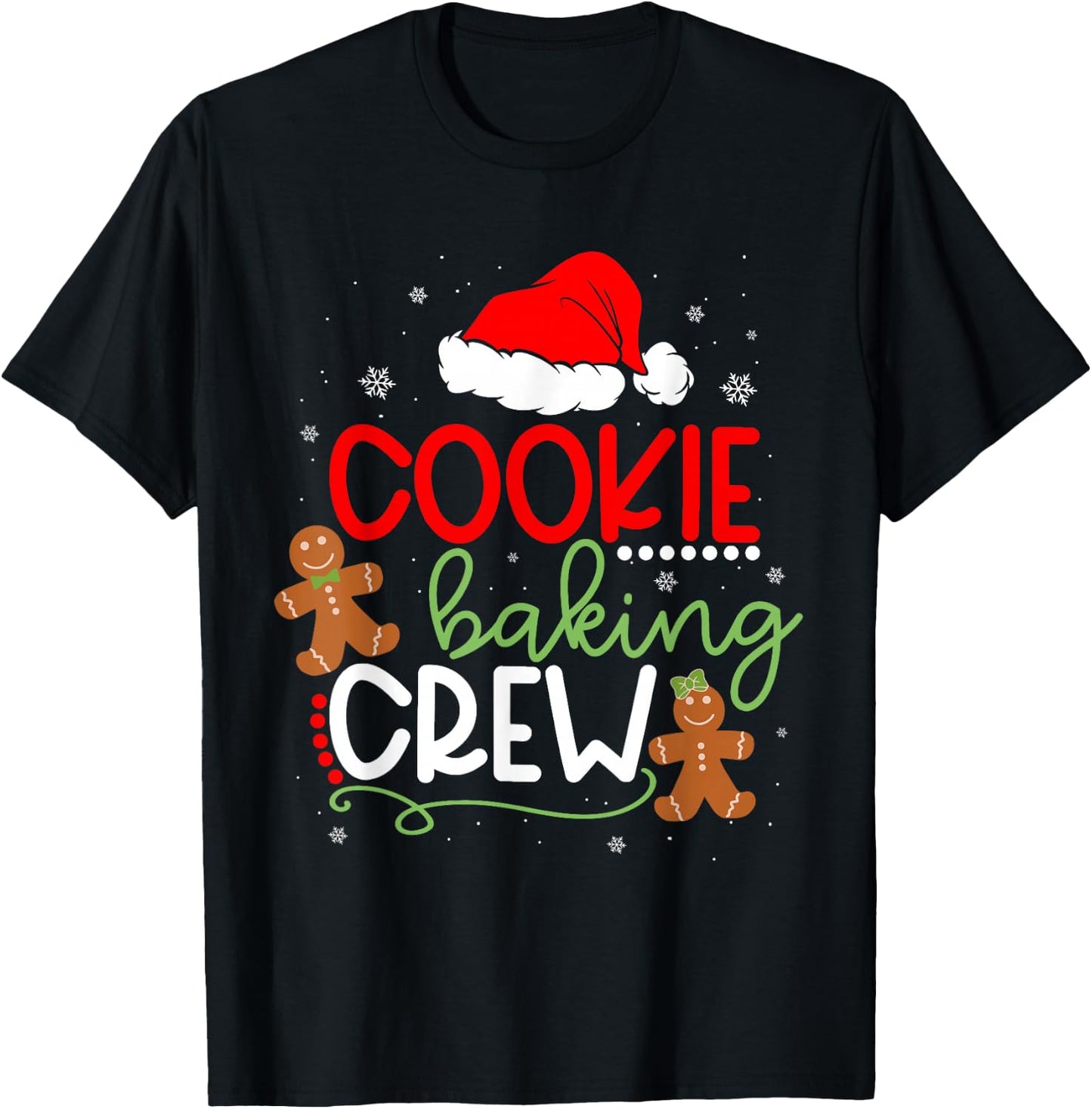 Merry Christmas Cookie Baking Crew Ginger Santa Pajamas Xmas T-Shirt - T-Shirt | Black