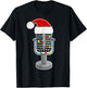 Christmas Lights Podcast Mic Wearing Xmas Hat Podcaster T-Shirt - T-Shirt | Black