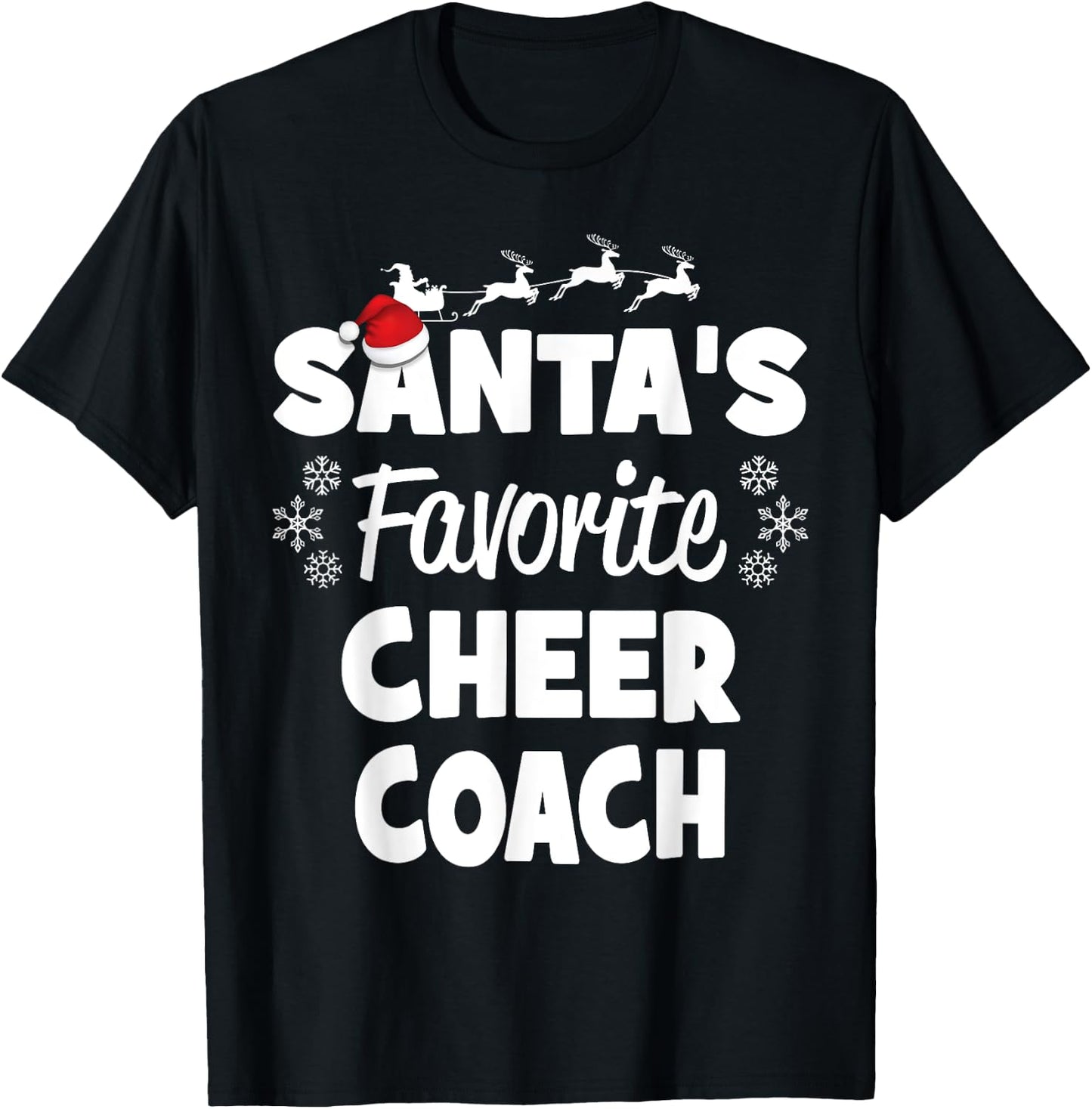 Santa's Favorite Cheer Coach Funny Christmas Matching T-Shirt - T-Shirt | Black