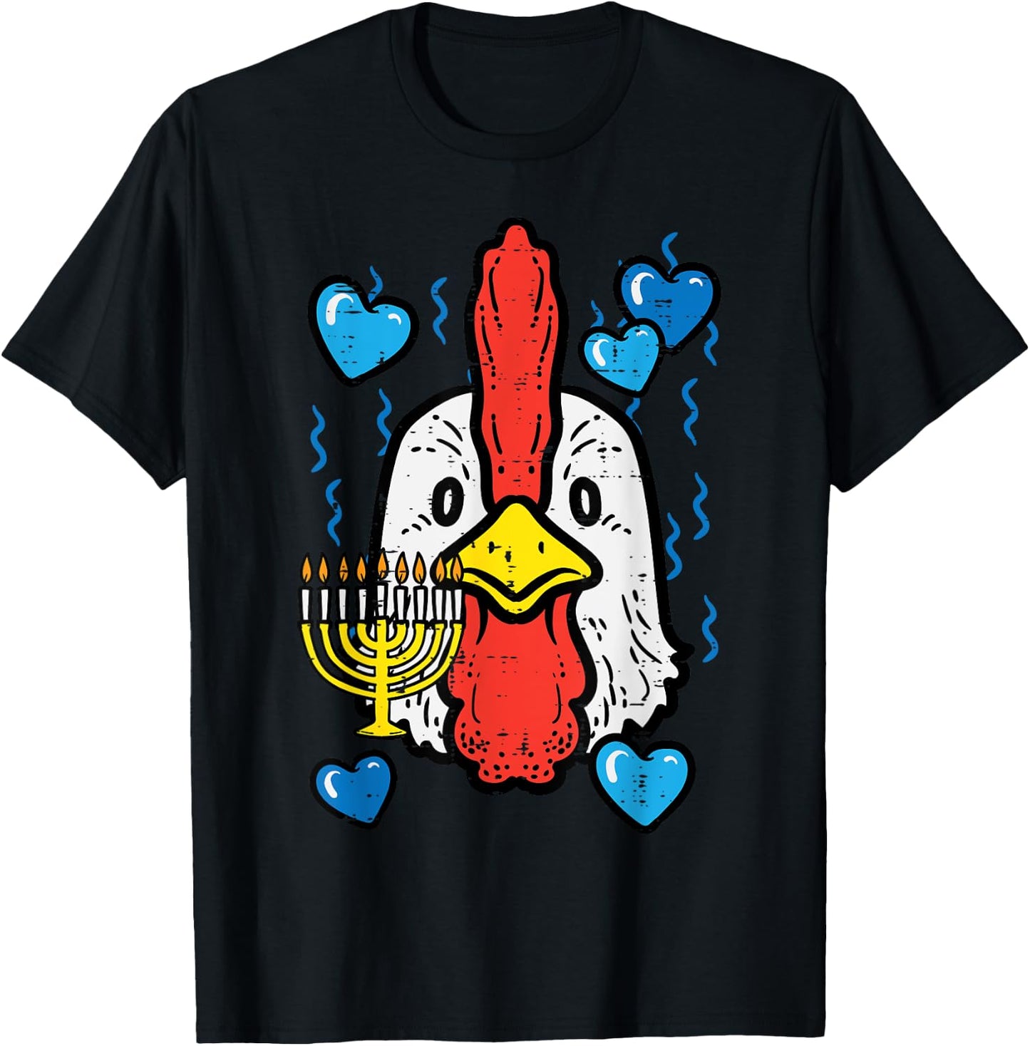 Hanukkah Chicken Face Chanukah Farm Jew Women Girls Boys Kid T-Shirt - T-Shirt | Black