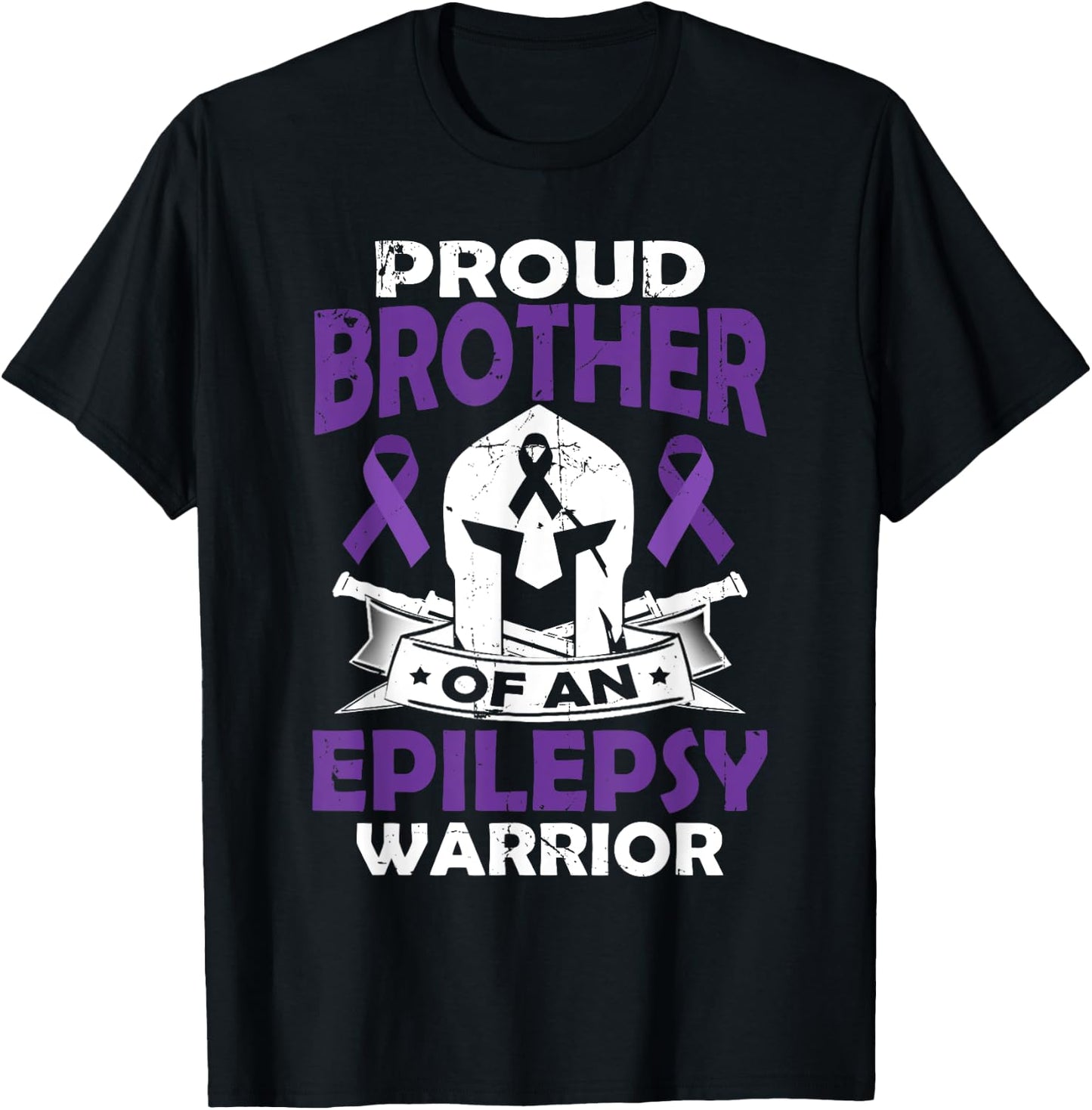 Proud Brother Of Epilepsy Warrior Seizure Disorder Awareness T-Shirt - T-Shirt | Black