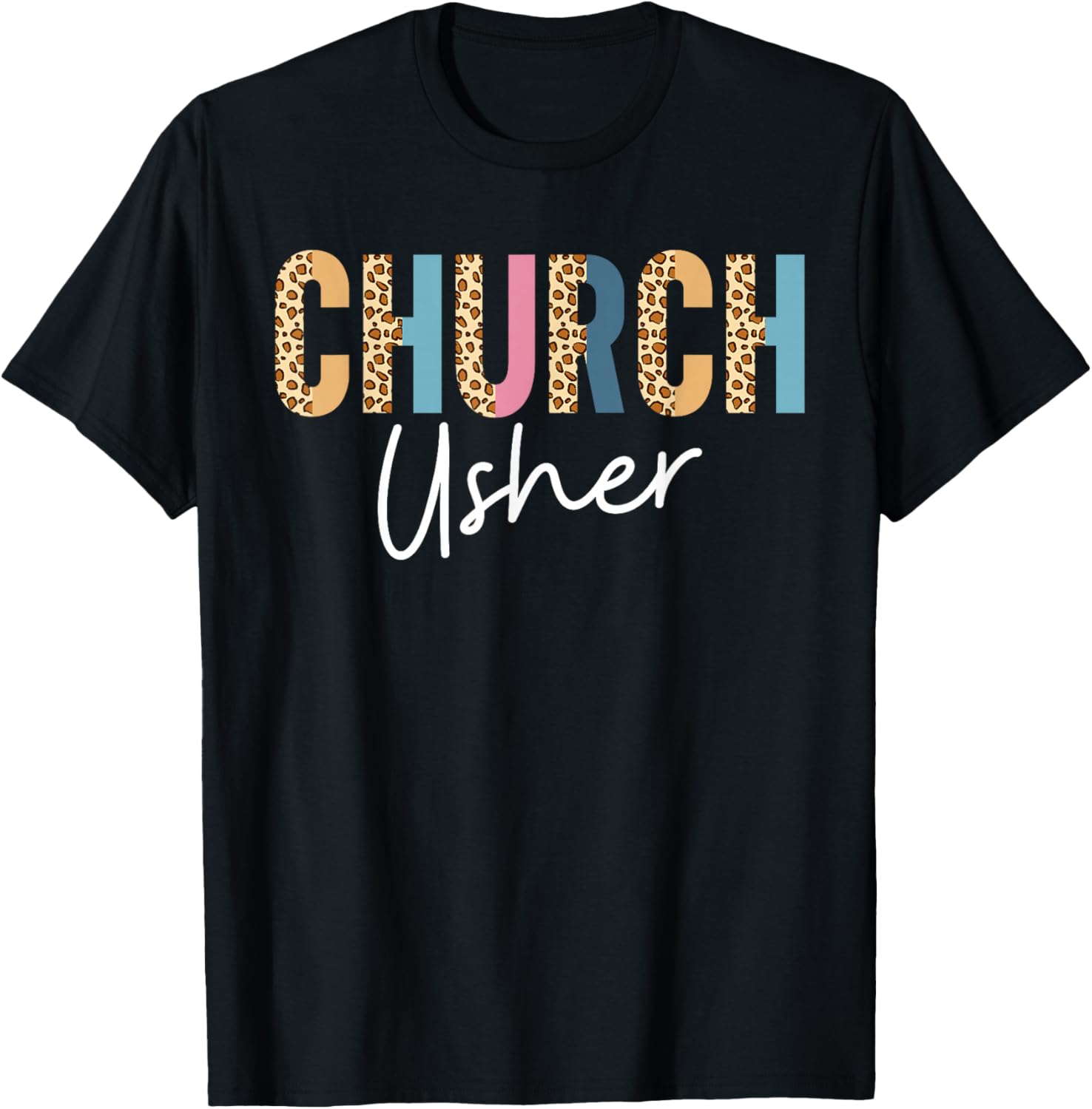 Church Usher Christian Bible Verse Leopard T-Shirt - T-Shirt | Black