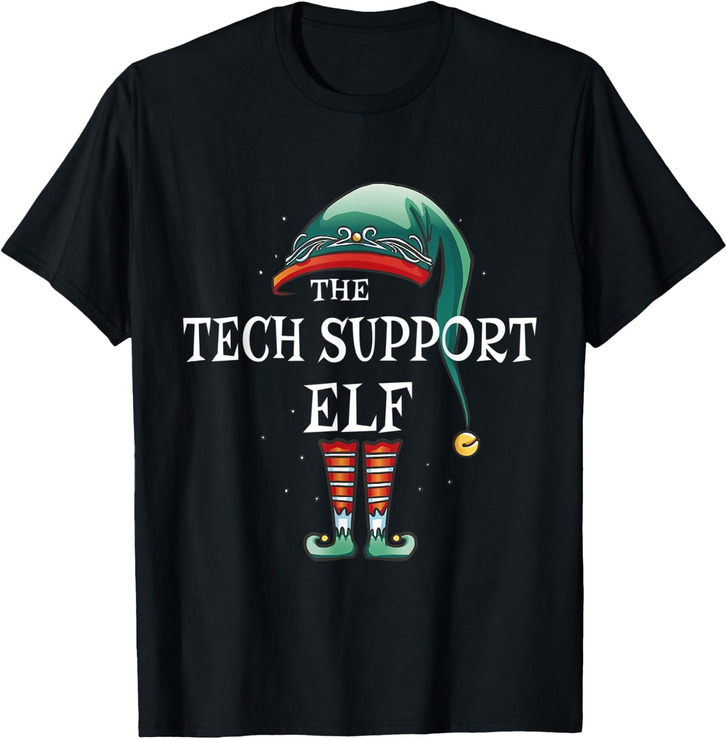 Tech Support Elf Job Christmas T-Shirt - T-Shirt | Black