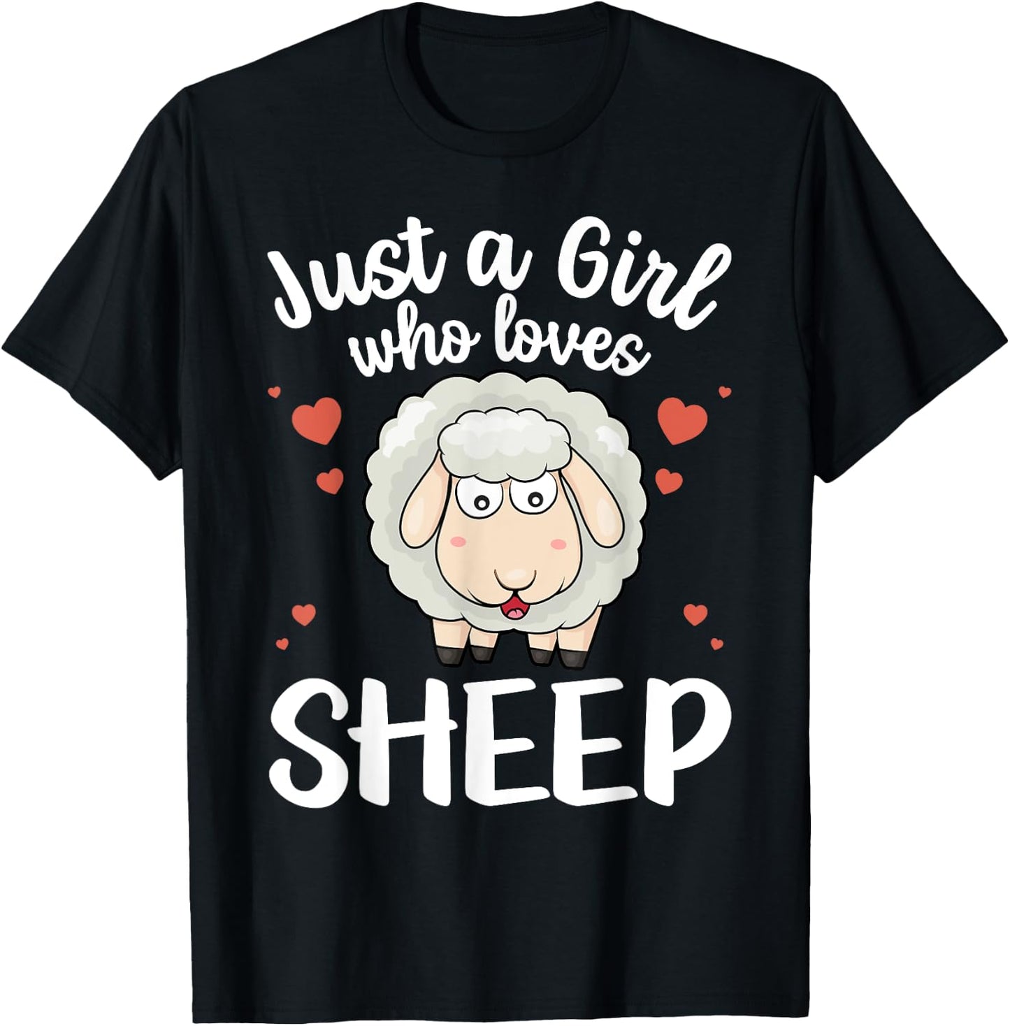 Cool Sheep Girls Kids Love Lamb Sheep Lover Farmer T-Shirt - T-Shirt | Black