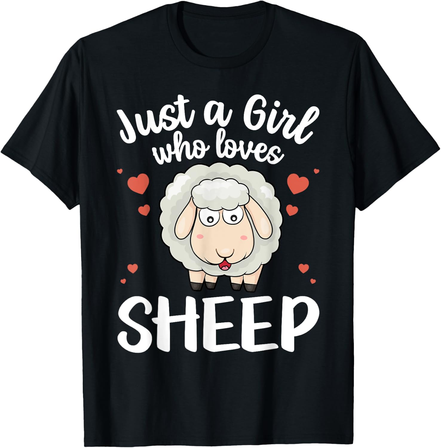 Cool Sheep Girls Kids Love Lamb Sheep Lover Farmer T-Shirt - T-Shirt | Black
