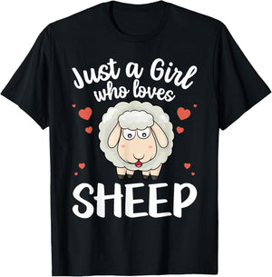 Cool Sheep Girls Kids Love Lamb Sheep Lover Farmer T-Shirt - T-Shirt | Black