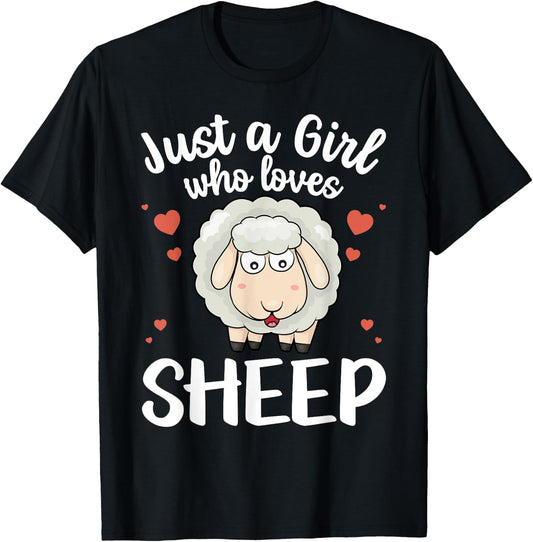Cool Sheep Girls Kids Love Lamb Sheep Lover Farmer T-Shirt - T-Shirt | Black
