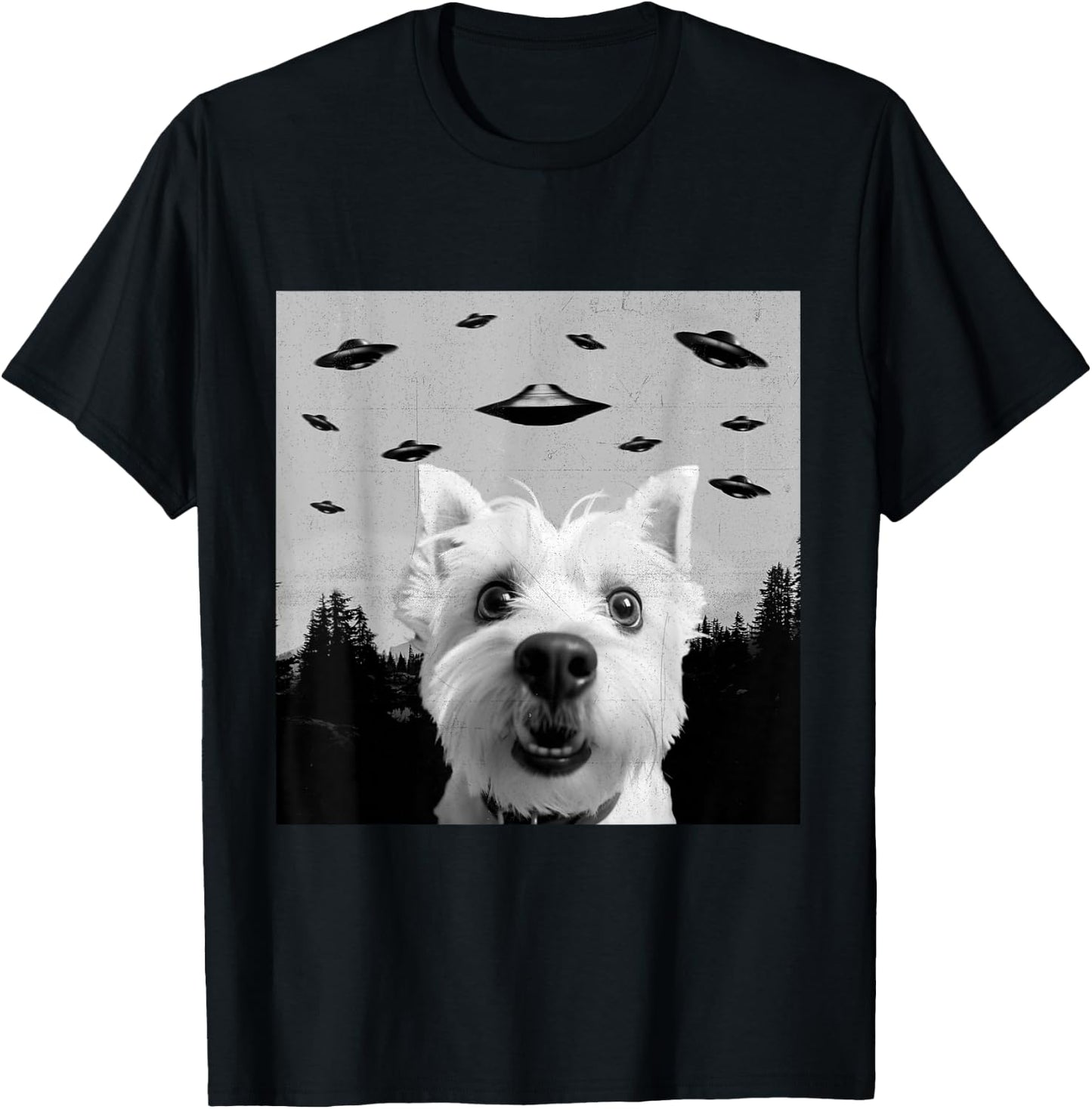 Alien UFO Funny West Highland White Terrier Westie Dog Lover T-Shirt - T-Shirt | Black