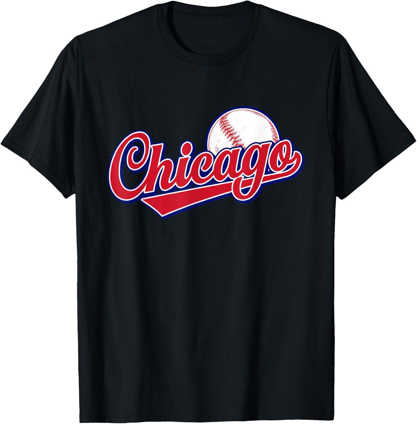 Vintage Chicago Funny Baseball Lover Graphic Men Women T-Shirt - T-Shirt | Black