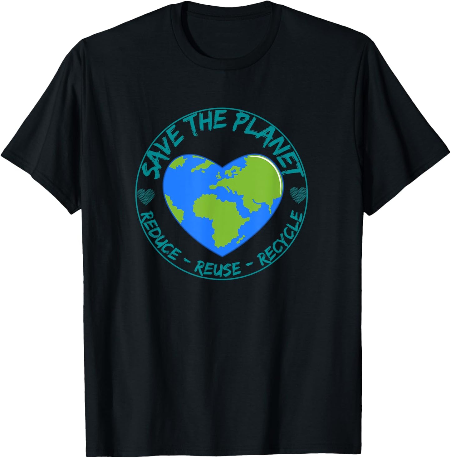 Save the Planet Reduce Reuse Recycle Earth Day Environmental T-Shirt - T-Shirt | Black