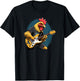Music Lovers Chicken playing Guitar Chicken Guitarist Black Cartoon T-Shirt - T-Shirt | Black