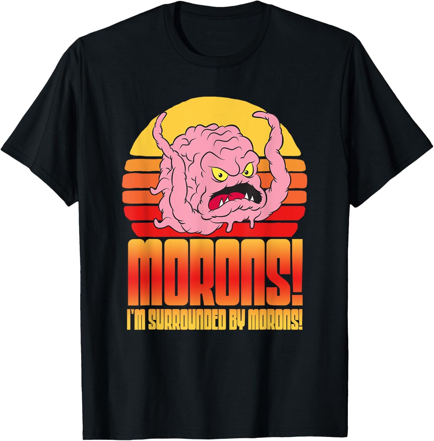 Mademark x Teenage Mutant Ninja Turtles - Krang: Morons! I’m Surrounded by Morons! TMNT Retro Funny T-Shirt - T-Shirt | Black