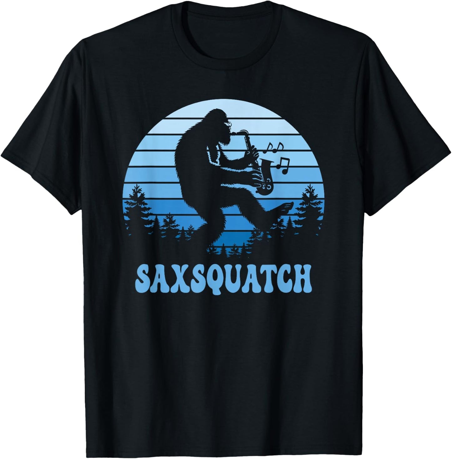 Saxsquatch Bigfoot Sasquatch Saxophonists Saxophone Lover T-Shirt - T-Shirt | Black