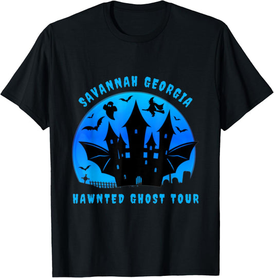 Savannah Georgia Haunted Ghost Tour Funny Halloween T-Shirt - T-Shirt | Black