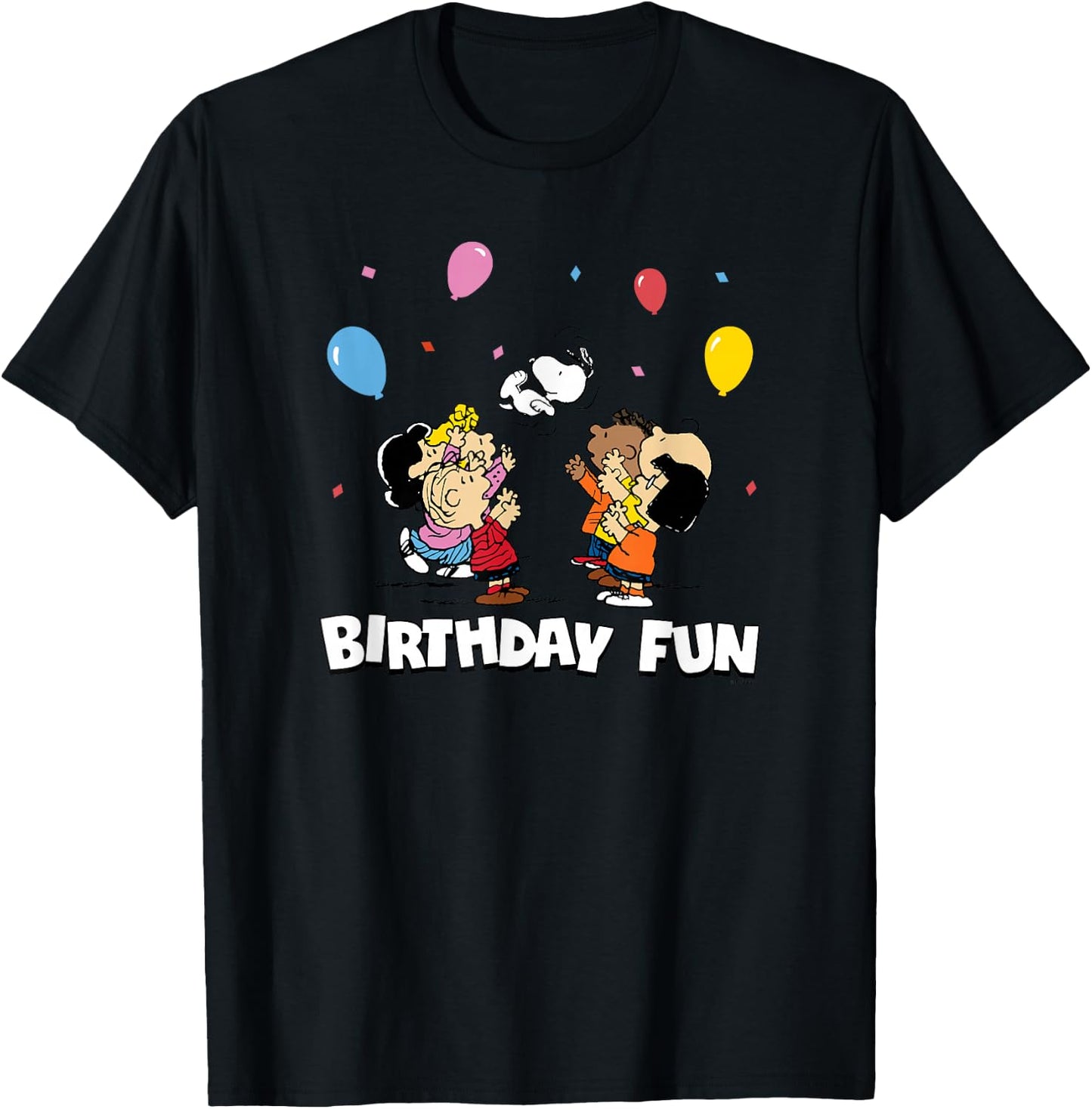 Peanuts Birthday Fun Character Group T-Shirt - T-Shirt | Black