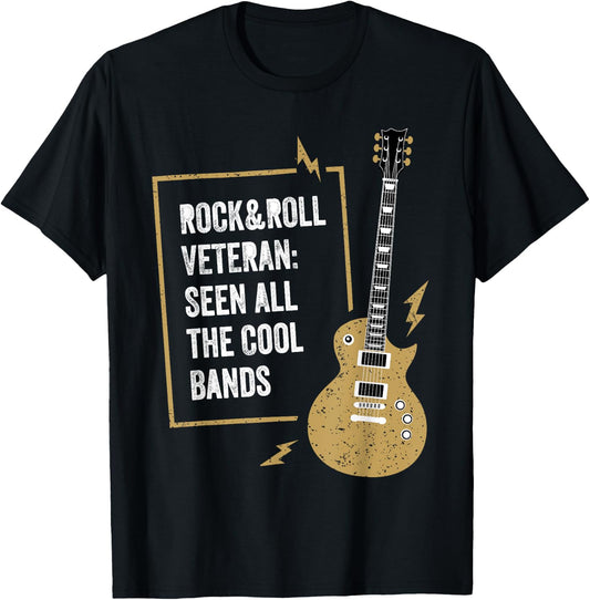 Rock&Roll Veteran Seen All The Cool Bands for Guitar Lover T-Shirt - T-Shirt | Black
