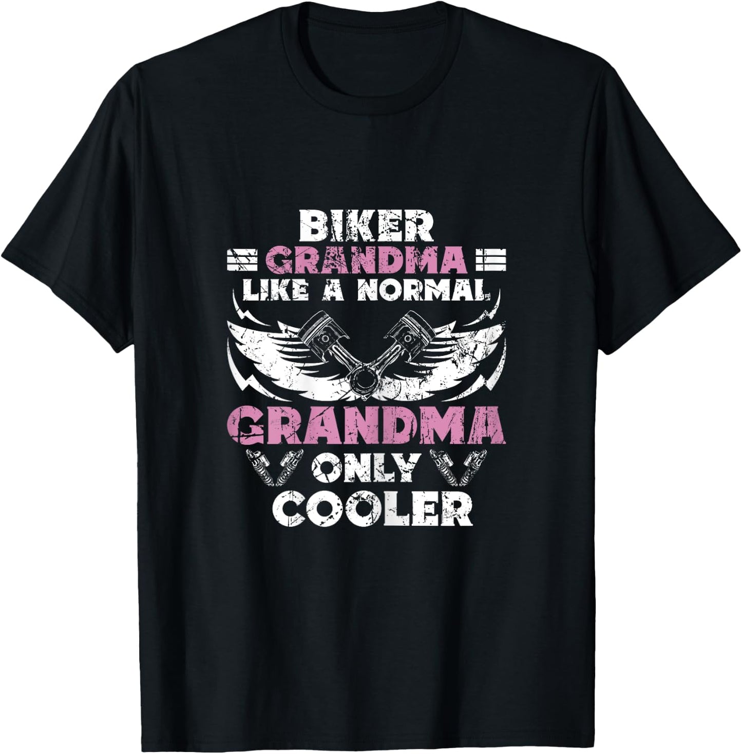 Biker Grandma Motorcycle Vintage Grandmother Motorbike T-Shirt - T-Shirt | Black