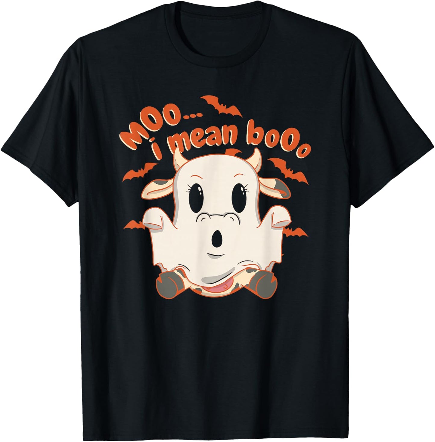 Halloween Moo Cow Dressed as a Ghost T-Shirt - T-Shirt | Black
