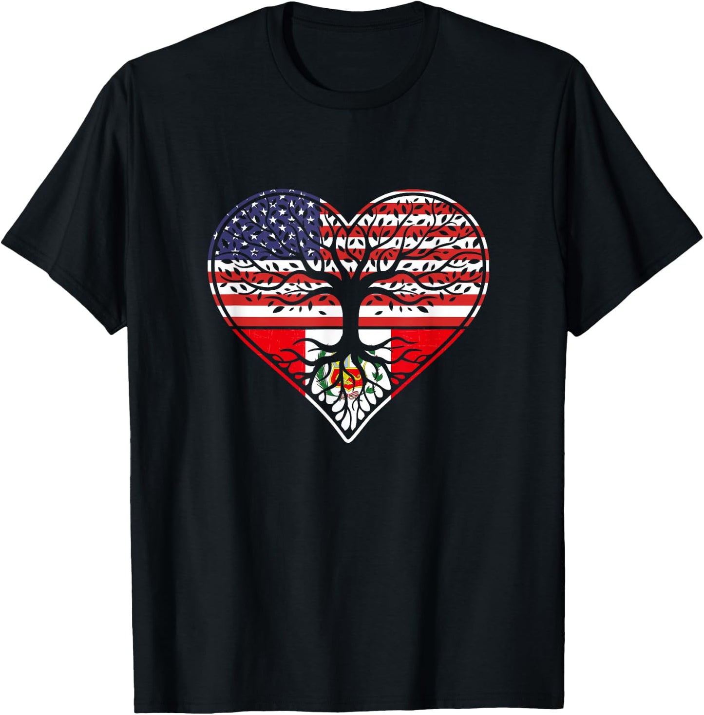 American Peruvian Roots Patriotic T-Shirt - T-Shirt | Black