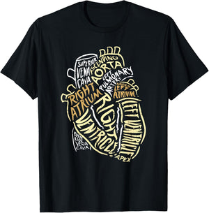 Heart Specialist Anatomy Doctor Medical Biology Organ Artery T-Shirt - T-Shirt | Black