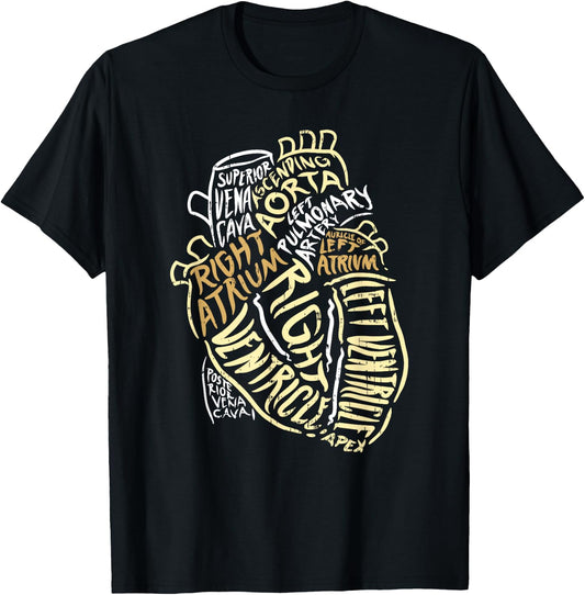 Heart Specialist Anatomy Doctor Medical Biology Organ Artery T-Shirt - T-Shirt | Black