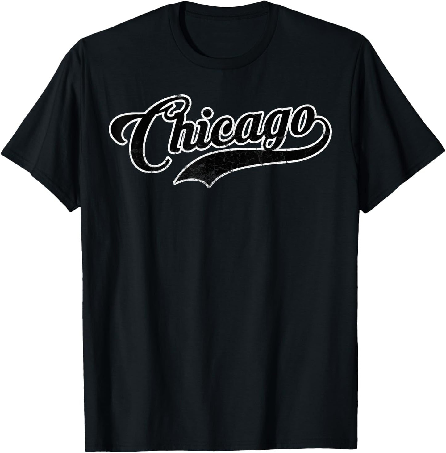 White Vintage Chicago Baseball T-Shirt - T-Shirt | Black