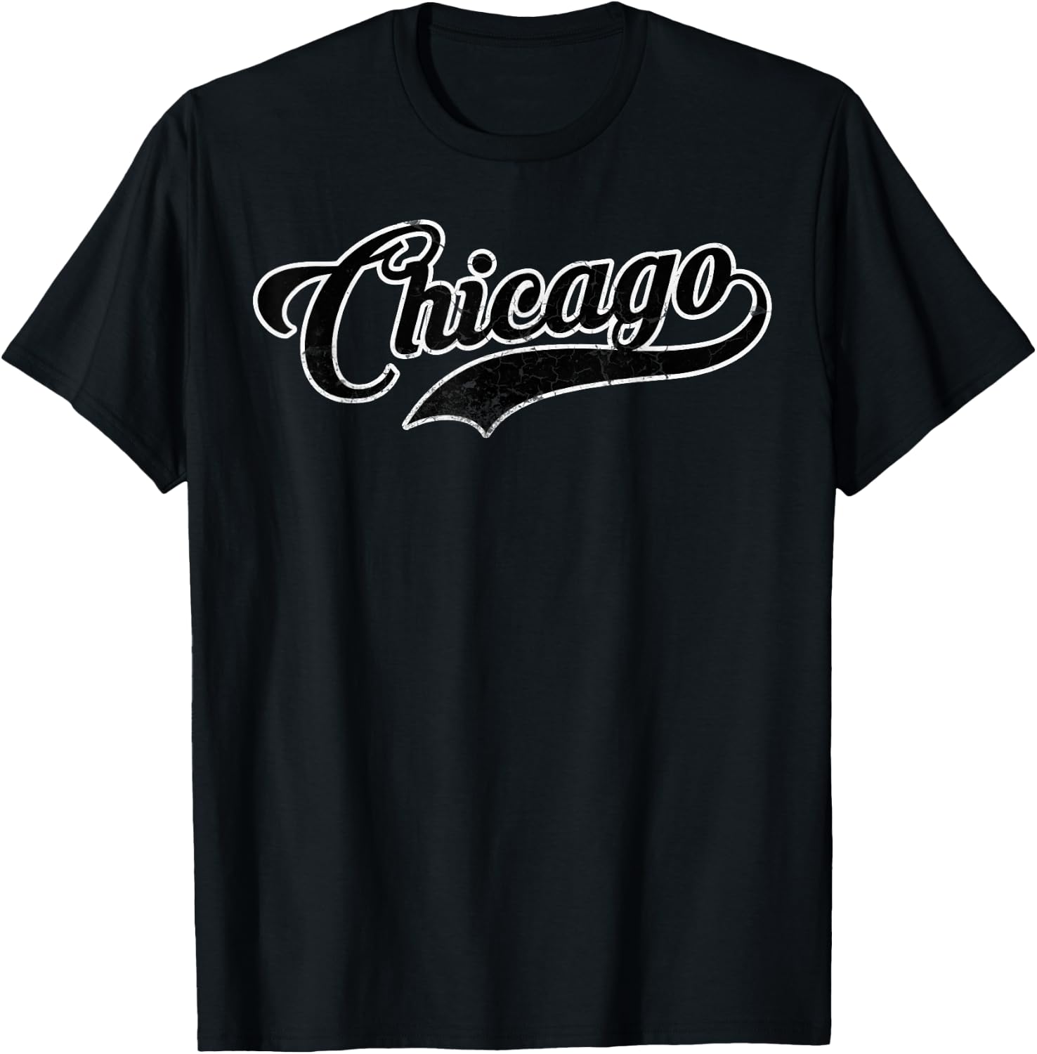 White Vintage Chicago Baseball T-Shirt - T-Shirt | Black