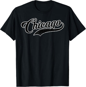 White Vintage Chicago Baseball T-Shirt - T-Shirt | Black