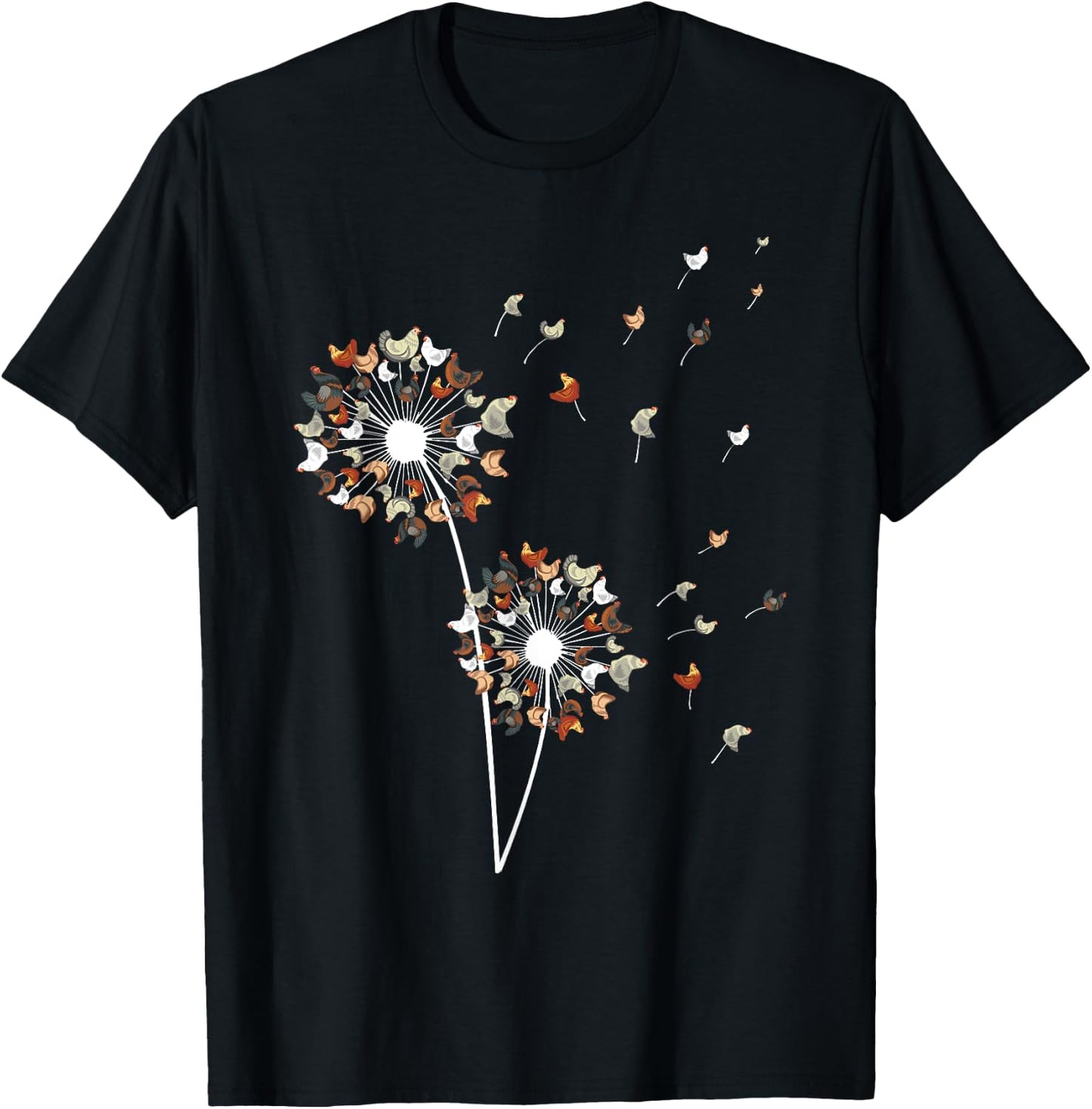 Chicken Art Women Dandelion Lovers Chicken Farmer T-Shirt - T-Shirt | Black
