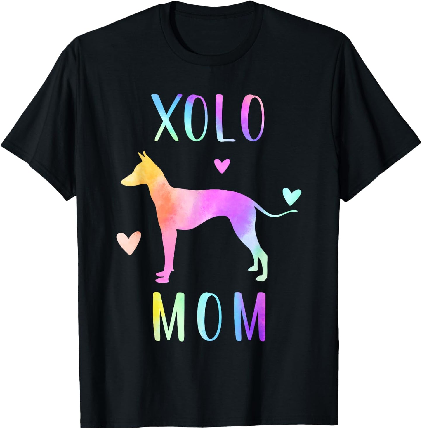 Xolo Mom Xoloitzcuintle Dog Mom Rainbow Watercolor T-Shirt - T-Shirt | Black