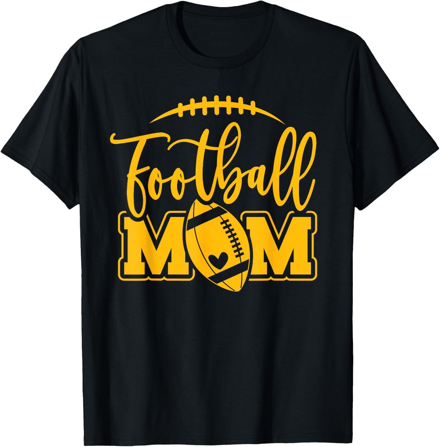 Game Day Blue and Yellow High School Football Football Mom T-Shirt - T-Shirt | Black