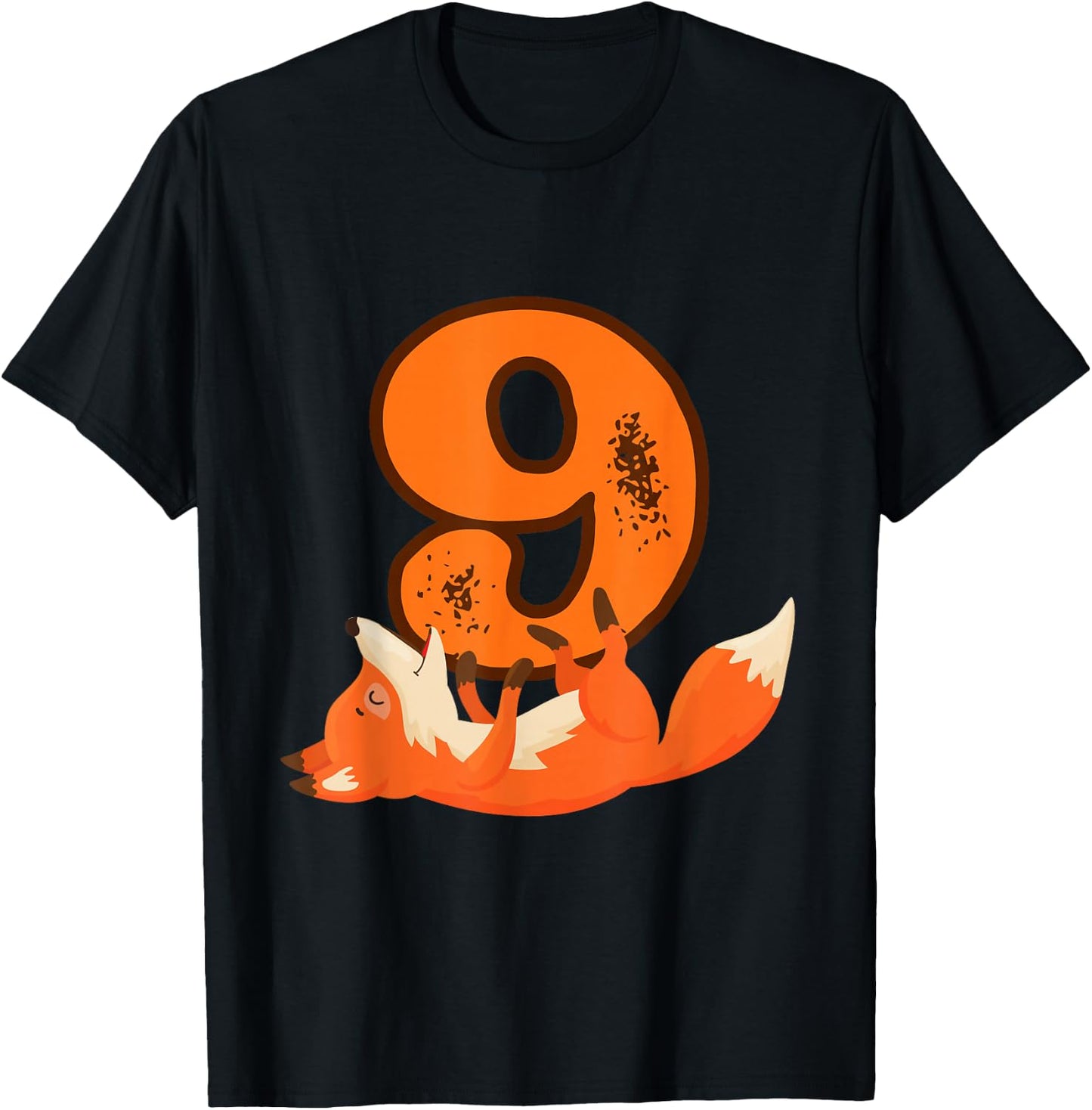 9th Birthday For Girls Gift Funny 9 Years Old Boy Fox T-Shirt - T-Shirt | Black