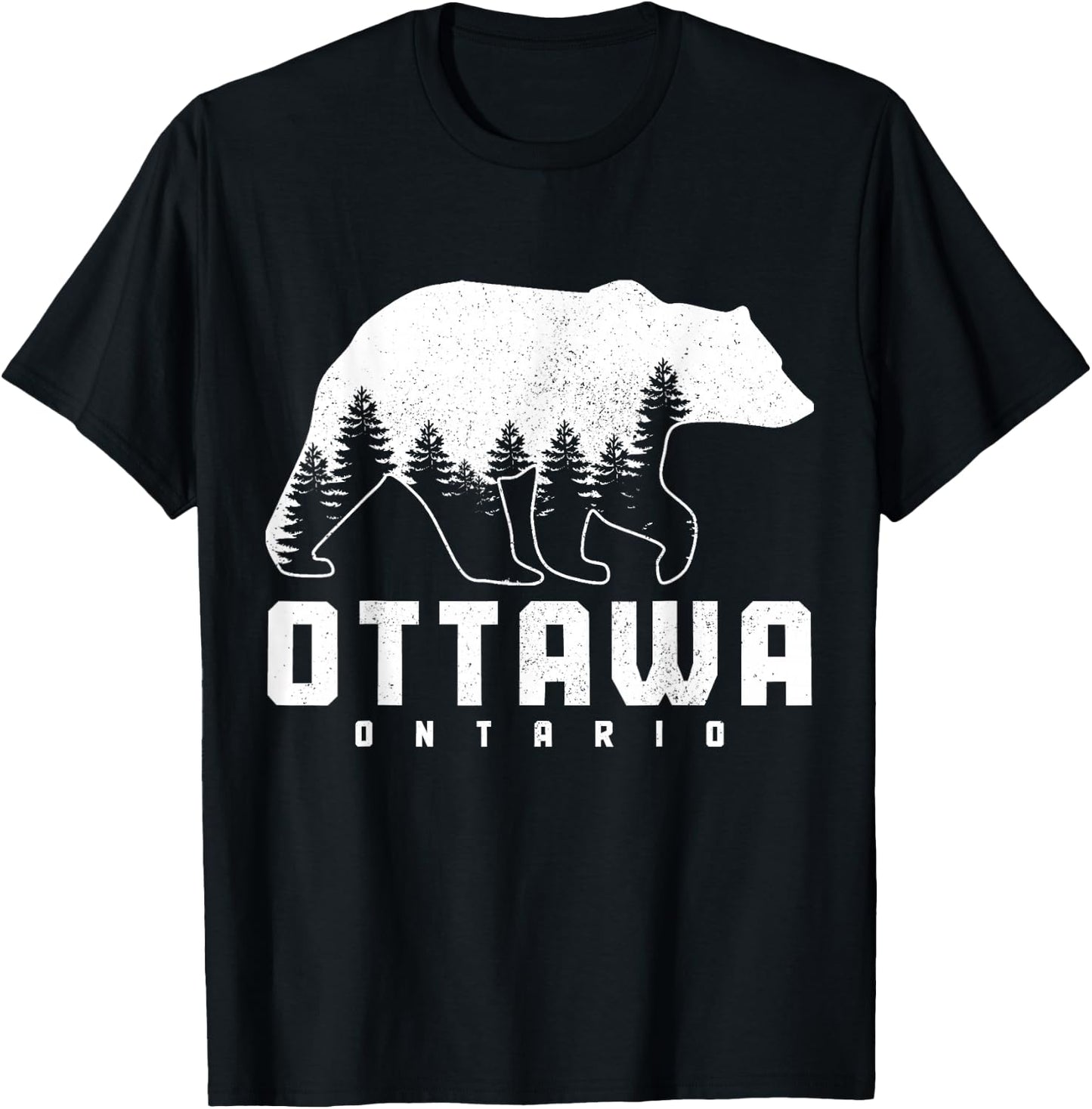 Ottawa Ontario Canada Bear Grizzly Pride Outdoor Vintage T-Shirt - T-Shirt | Black