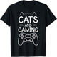 Cats & Gaming Humor Gamer Cat Guy Design Cat Lover & Gamer Women Girls Kids T-Shirt - T-Shirt | Black