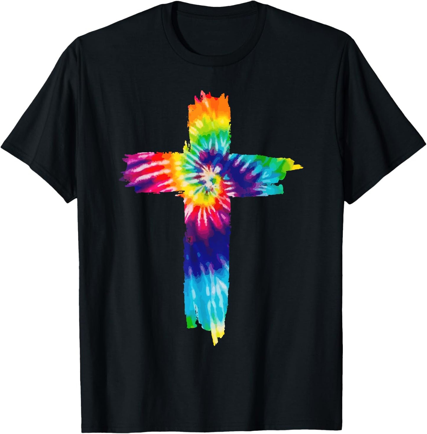 Cross Tie Dye Christian Jesus Hippie Bible Religious T-Shirt - T-Shirt | Black