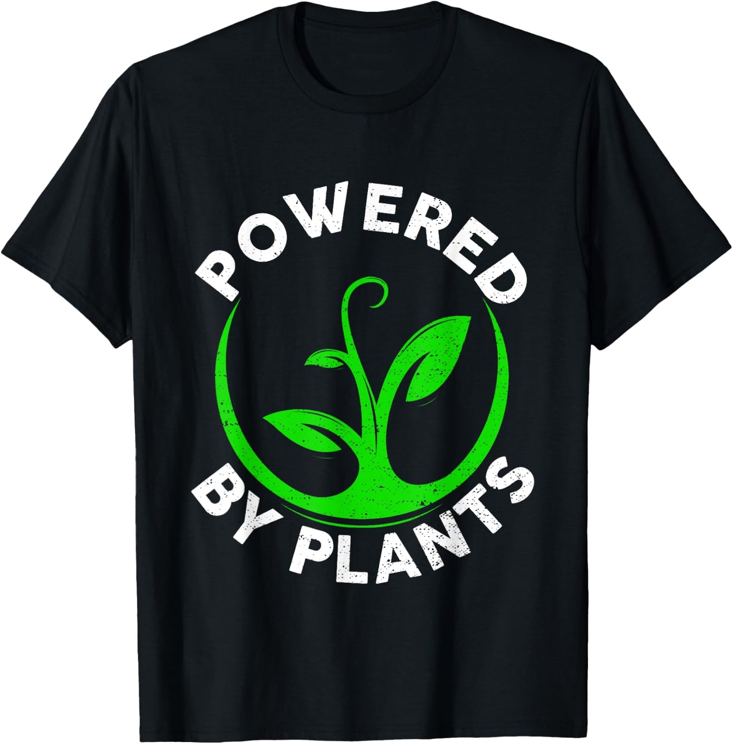 Powered By Cute Plants Funny Retro Workout Vegan Vegetarian T-Shirt - T-Shirt | Black