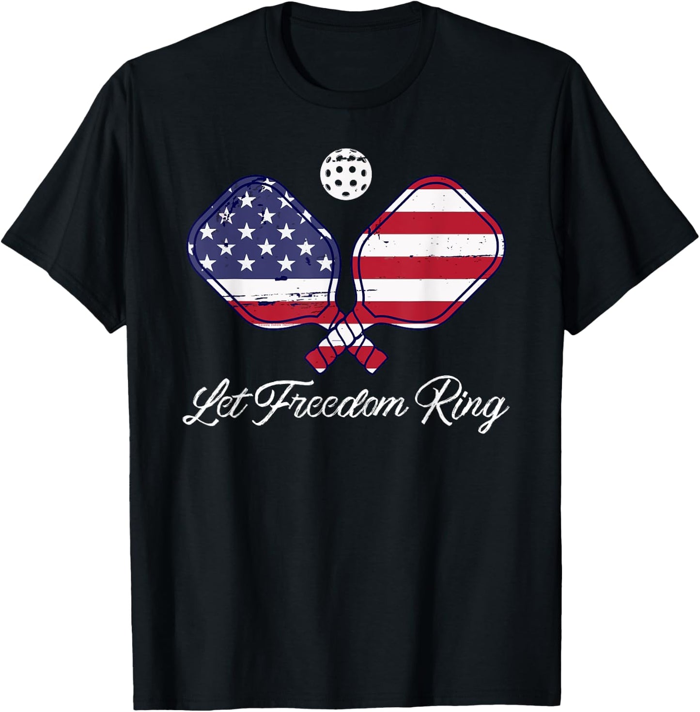 Patriotic Pickleball Let Freedom Ring 4th of July Pickleball Kids Men T-Shirt - T-Shirt | Black