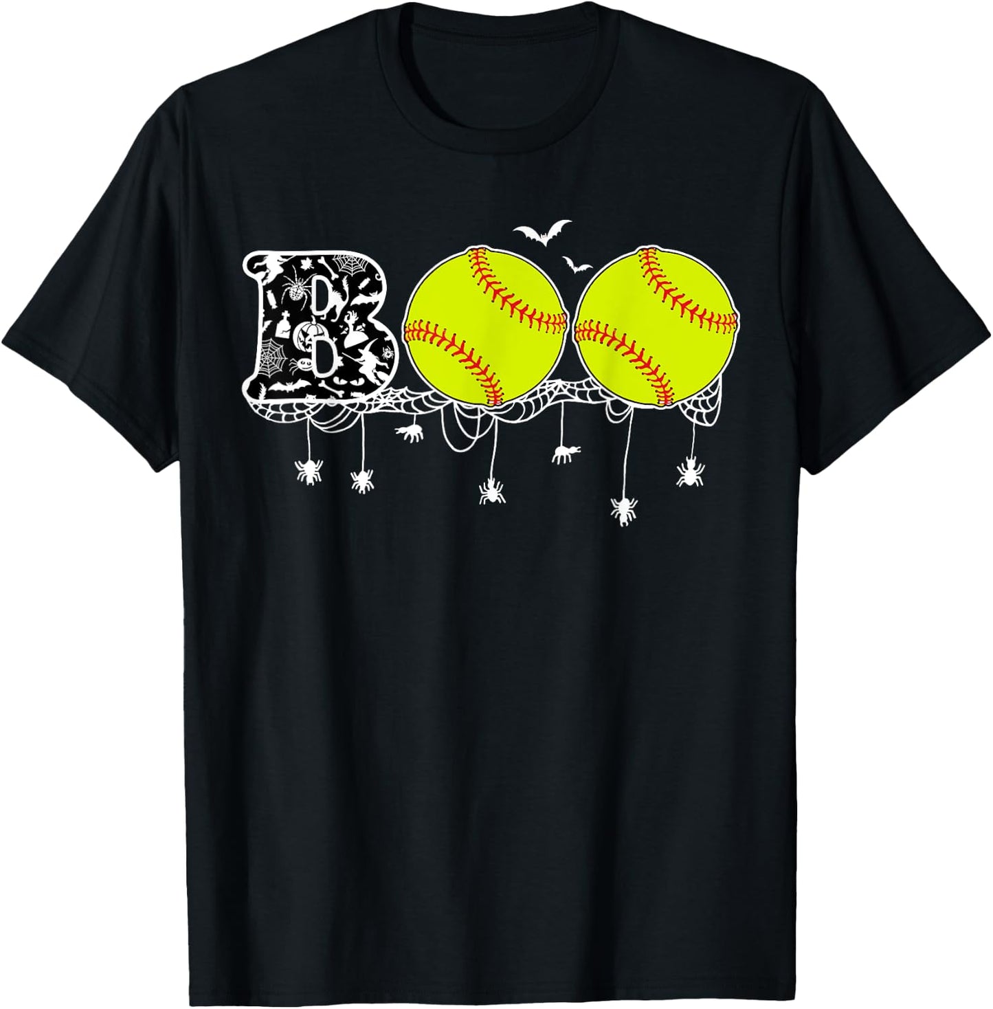 Halloween Softball Lover Boo Baseball Player Women T-Shirt - T-Shirt | Black