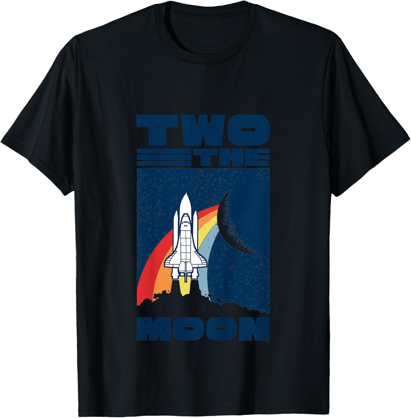 Vintage Retro Two The Moon 2 Year Old 2nd Birthday Party T-Shirt - T-Shirt | Black