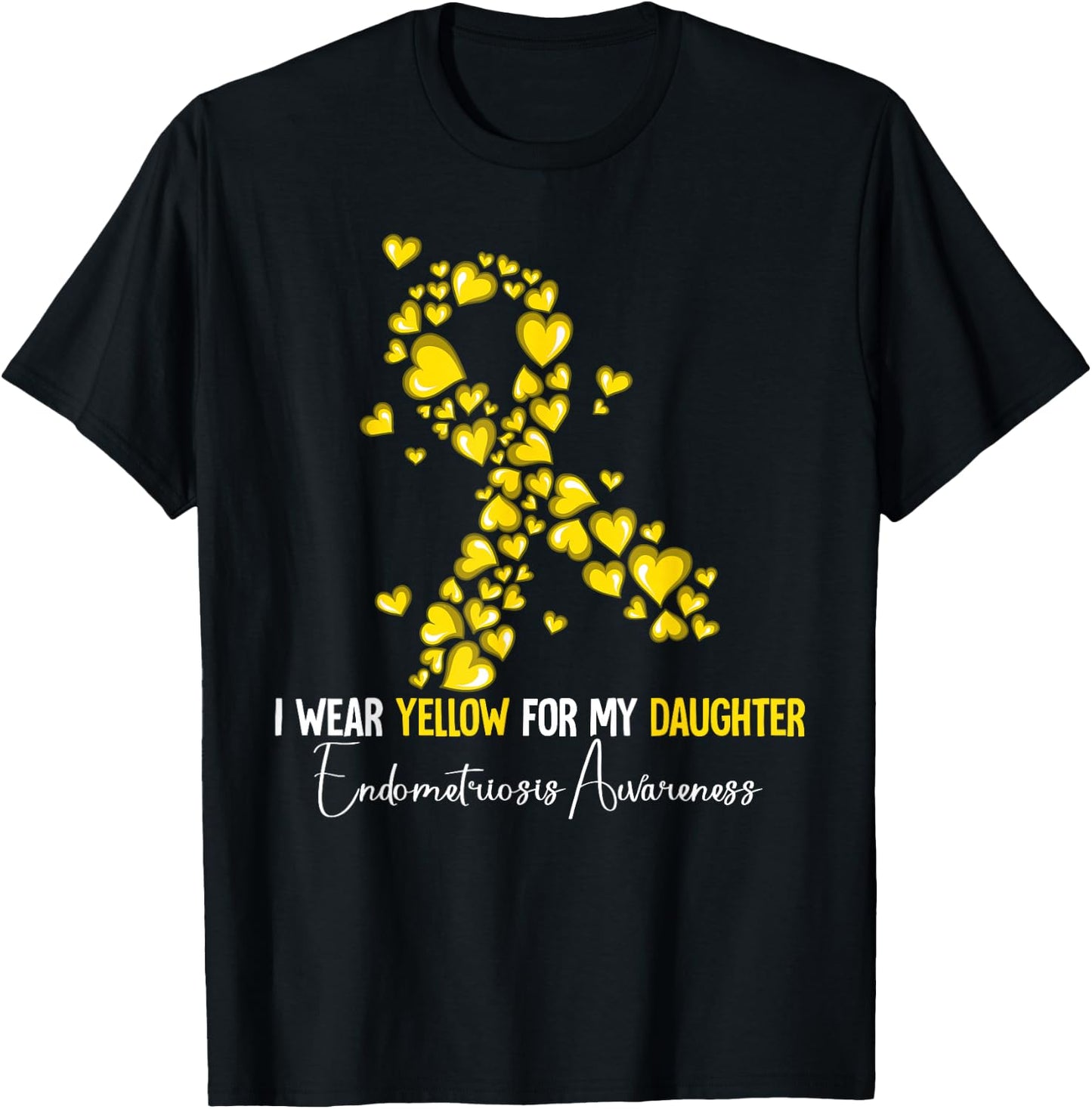 I Wear Yellow For My Daughter Endometriosis Awareness T-Shirt - T-Shirt | Black