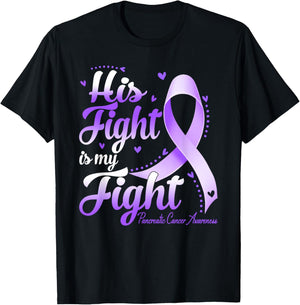 His Fight Is My Fight Pancreatic Cancer Awareness T-Shirt - T-Shirt | Black
