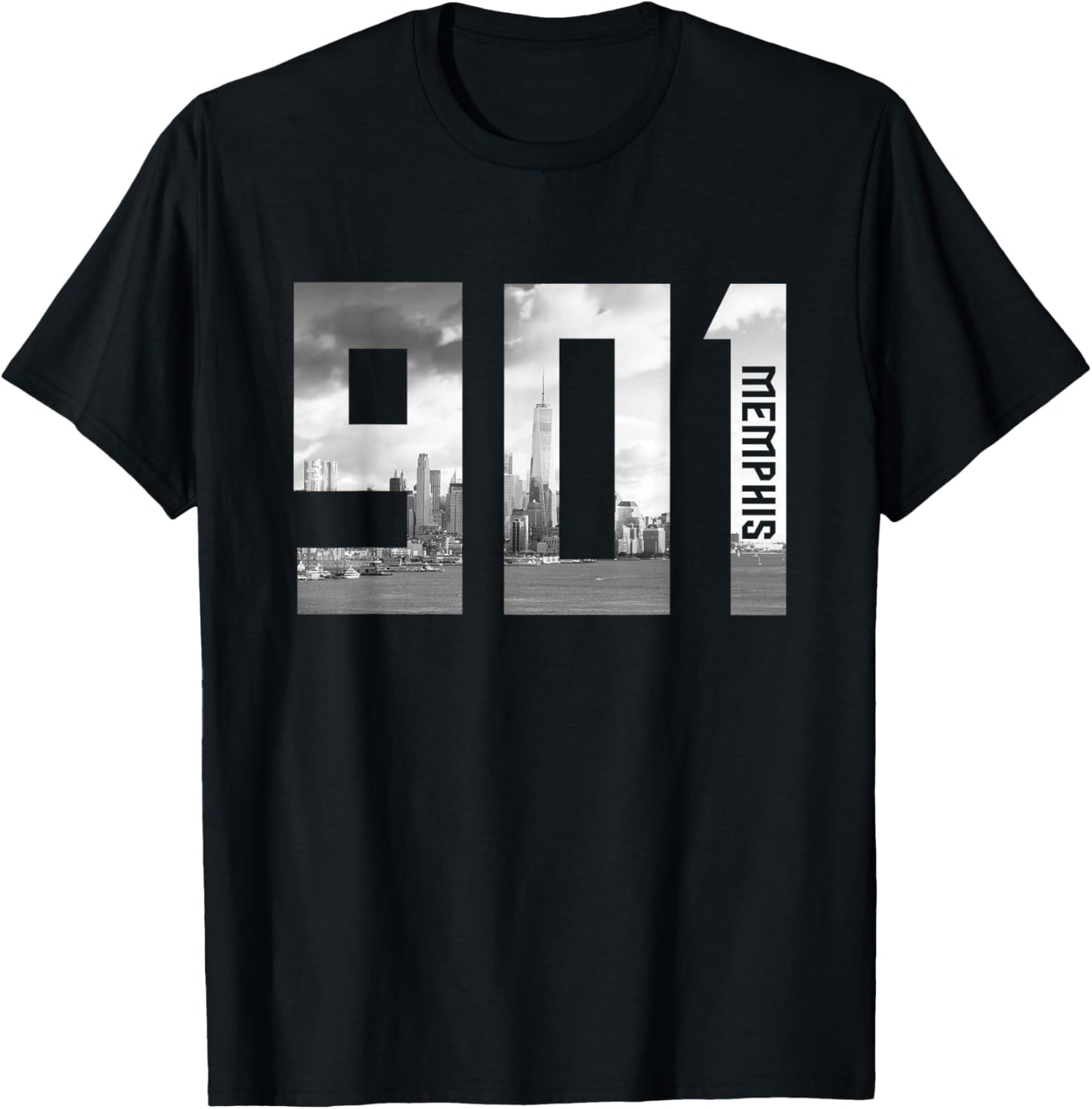 Vintage Memphis Tennessee 901 Area Code Skyline T-Shirt - T-Shirt | Black