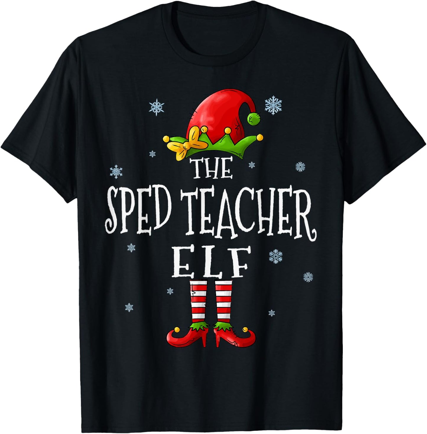 The Sped Teacher Elf Squad Funny Groupe Matching Christmas T-Shirt - T-Shirt | Black